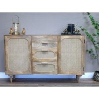 Product photograph of Dutch Acacia Wood 3 Drawer 2 Door Medium Sideboard from Choice Furniture Superstore