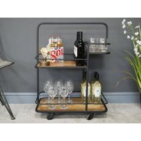Product photograph of Dutch Mango Wood And Iron Wine Trolley from Choice Furniture Superstore