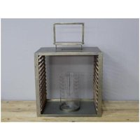 Product photograph of Fir Wood And Metal Lantern - 8291 Set Of 2 from Choice Furniture Superstore