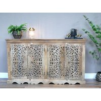 Product photograph of Dutch Mango Wood 4 Door Carved Cabinet from Choice Furniture Superstore