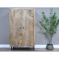 Product photograph of Dutch Mango Wood Tall Carved Cabinet from Choice Furniture Superstore