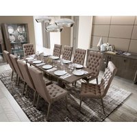 Product photograph of Camel Platinum Day Silver Birch Italian Butterfly Extending Dining Table And 6 Capitonne Eco Nabuk Chairs from Choice Furniture Superstore