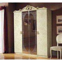 Product photograph of Camel Barocco Ivory Italian 4 Door Wardrobe With Mirrors from Choice Furniture Superstore