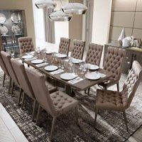 Product photograph of Modum Platinum Italian Silver Butterfly Extending Dining Set With Dama Nabuk Chairs from Choice Furniture Superstore
