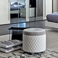 Product photograph of Modum Dama Bianca White Italian Round Pouf from Choice Furniture Superstore