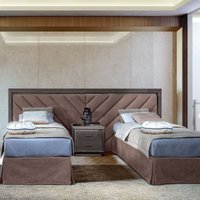 Product photograph of Modum Elite Silver Birch Italian Upholstered Headboard Bed With Sommier Base - Sizes Available from Choice Furniture Superstore