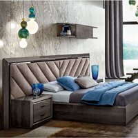 Product photograph of Modum Elite Silver Birch Italian Upholstered Headboard Boiserie Bed - Sizes Available from Choice Furniture Superstore