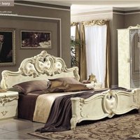 Product photograph of Camel Barocco Ivory Italian Leather Bed - Sizes Available from Choice Furniture Superstore
