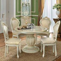 Product photograph of Camel Leonardo Ivory Gloss And Gold Italian Round Extending Dining Set With Chairs from Choice Furniture Superstore