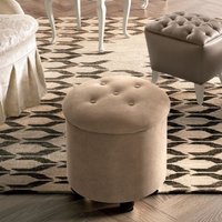 Product photograph of Camel Giotto Bianco Antico Italian Fabric Round Pouf from Choice Furniture Superstore