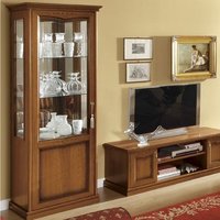 Product photograph of Camel Nostalgia Walnut Italian 1 Door Display Cabinet - Lhf from Choice Furniture Superstore