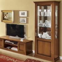 Product photograph of Camel Nostalgia Walnut Italian 1 Door Display Cabinet - Rhf from Choice Furniture Superstore