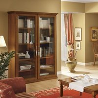 Product photograph of Camel Nostalgia Walnut Italian 2 Glass Door Bookcase from Choice Furniture Superstore