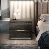 Product photograph of Modum Denali Silver Birch Italian 2 Drawer Bedside Cabinet from Choice Furniture Superstore