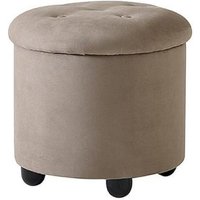 Product photograph of Camel Giotto Walnut Italian Fabric Round Pouf from Choice Furniture Superstore