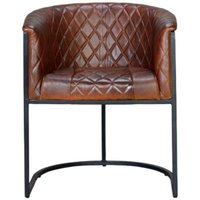 Product photograph of Camanche Brown Leather Upholstered Tub Armchair from Choice Furniture Superstore