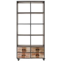 Product photograph of Netawaka Recycled Wood And Metal 4 Drawer Bookcase from Choice Furniture Superstore