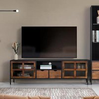 Product photograph of Ryder Industrial Mango Wood And Metal 2 Drawer Tv Unit from Choice Furniture Superstore