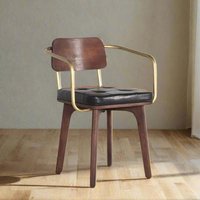Product photograph of 2 X Royersford Mango Wood And Black Leather Padded Dining Armchair from Choice Furniture Superstore