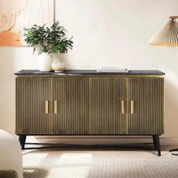 Product photograph of Stephen Brass Ribbed Large 4 Door Sideboard - Marble Top from Choice Furniture Superstore