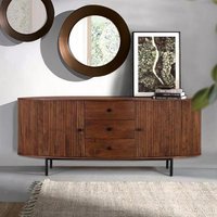Product photograph of Paloma Fluted Acacia Wood Large 2 Door Curved Sideboard - 180cm from Choice Furniture Superstore