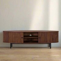 Product photograph of Paloma Fluted Acacia Wood Storage Curved Tv Unit from Choice Furniture Superstore
