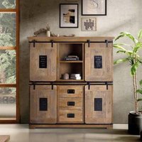 Product photograph of Iron Works Industrial Mango Wood 4 Door Cabinet from Choice Furniture Superstore