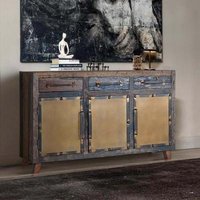 Product photograph of Pemberton Railway Wood Large 3 Door Sideboard - 150cm from Choice Furniture Superstore