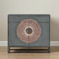 Product photograph of Lytton Hand Carved Mango Wood Small 2 Door Sideboard - 100cm from Choice Furniture Superstore