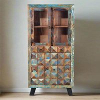 Product photograph of Hasley Recycled Wood 4 Door Hall Cabinet from Choice Furniture Superstore
