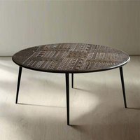 Product photograph of Macedonia Hand Carved Mango Wood Round Coffee Table from Choice Furniture Superstore