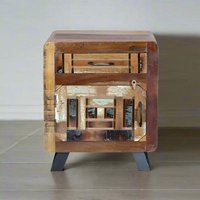 Product photograph of Zangird Recycled Wood 1 Door Bedside Table from Choice Furniture Superstore