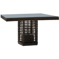Product photograph of Skyline Castries Walnut Rattan And Glass Top Outdoor 4 Seater Square Dining Table - 100cm from Choice Furniture Superstore