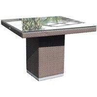 Product photograph of Skyline Pacific Walnut And Glass Top Outdoor 2 Seater Square Dining Table - 80cm from Choice Furniture Superstore