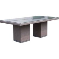 Product photograph of Skyline Pacific Walnut And Glass Top Outdoor 6 Seater Dining Table - 160cm from Choice Furniture Superstore