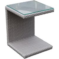 Product photograph of Skyline Pacific Walnut And Glass Top Outdoor Breeze Lounger Side Table from Choice Furniture Superstore