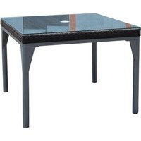 Product photograph of Skyline Brafta Grey Weave And Glass Top Outdoor 4 Seater Square Dining Table from Choice Furniture Superstore