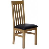 Product photograph of 2 X Pelzer Oak And Dark Brown Leather Dining Chair from Choice Furniture Superstore
