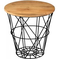 Product photograph of Hampi Mango Wood 50cm Round Cage Side Table from Choice Furniture Superstore