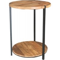 Hampi Light Mango Wood and Iron Round Side Table - RAV-1224