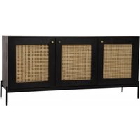 Product photograph of Tapola Black Wood And Rattan 160cm Large Sideboard from Choice Furniture Superstore