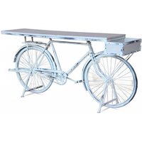 Product photograph of Malpe Retro White Distressed Bicycle Console Table from Choice Furniture Superstore