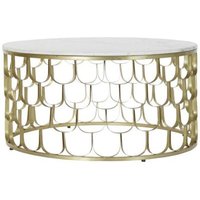 Product photograph of Bakerloo White Marble Round Coffee Table With Gold Base from Choice Furniture Superstore