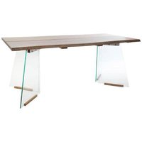 Product photograph of Scandi Brown Wood 6 Seater Dining Table With Glass Legs from Choice Furniture Superstore