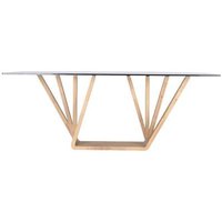 Product photograph of Phoenix Glass 8 Seater Dining Table With Oak Effect Pedestal Base from Choice Furniture Superstore