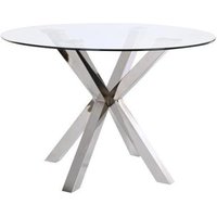 Product photograph of Madison Glass And Chrome 4 Seater Round Dining Table With Spider Legs from Choice Furniture Superstore