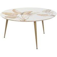 Product photograph of White Mango Wood Round Coffee Table With Leave Pattern from Choice Furniture Superstore