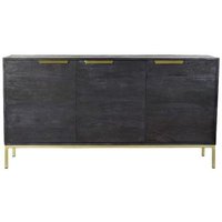 Product photograph of Scotland Black Mango Wood 3 Door Medium Sideboard With Gold Base from Choice Furniture Superstore