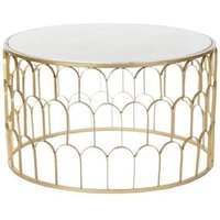 Product photograph of White Marble Round Coffee Table With Gold Geometric Metal Base from Choice Furniture Superstore
