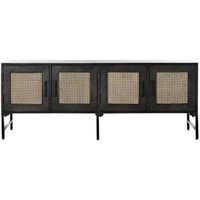 Product photograph of Dark Mango Wood And Rattan 4 Door Medium Sideboard - 155cm from Choice Furniture Superstore